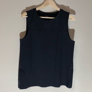 Navy tank top with zipper side detailing